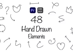 Pr模板 48套手绘箭头元素 Hand Drawn Elements for Premiere Pro .mogrt