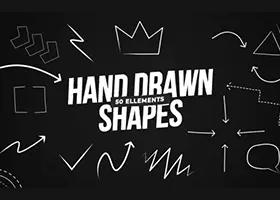 Pr模板 50套手绘箭头等形状元素 Hand Drawn Shapes for Premiere Pro .mogrt