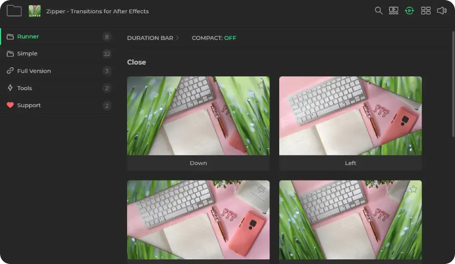 Ae/Pr插件 免费拉链转场预设包 Motion Bro Zipper Transitions Pack 下载插图